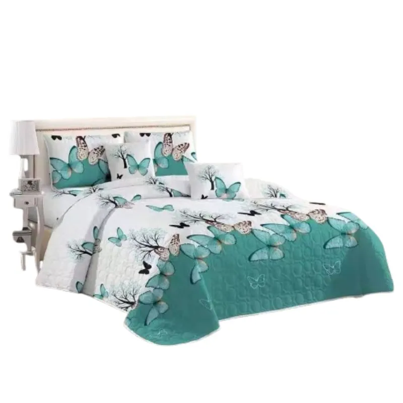 GENERICO - Cubrecama Quilt Verano King - Celeste Mariposas YC620