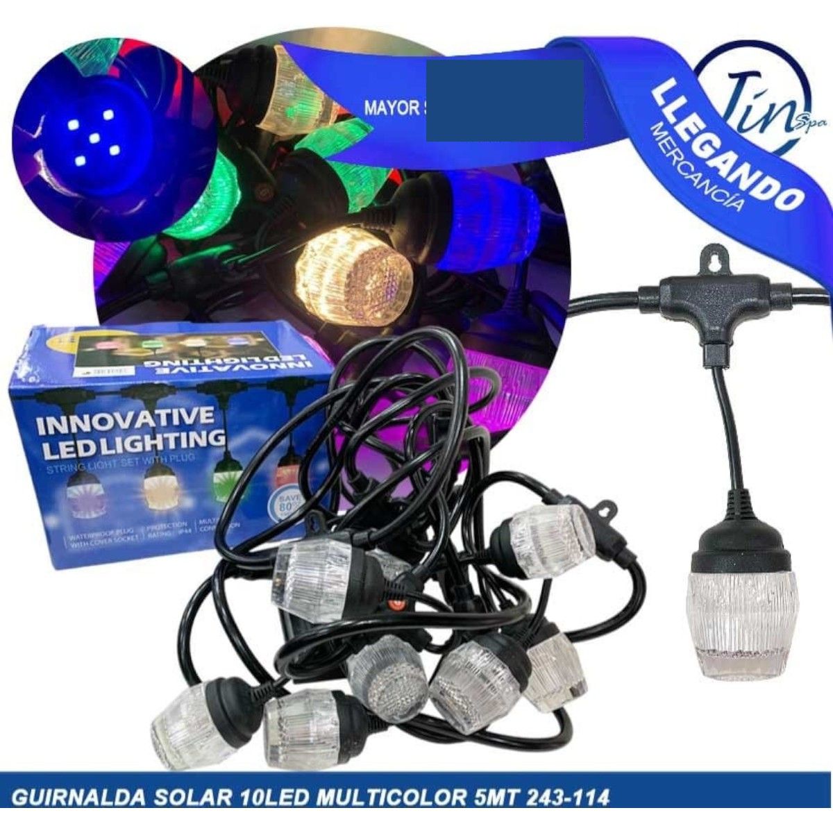 GENERICO - Guirnalda solar 5 Metros led Multicolor