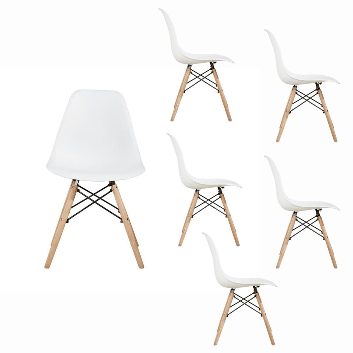 SPAZZIO - Kit 6 sillas Badem blancas - Blanco