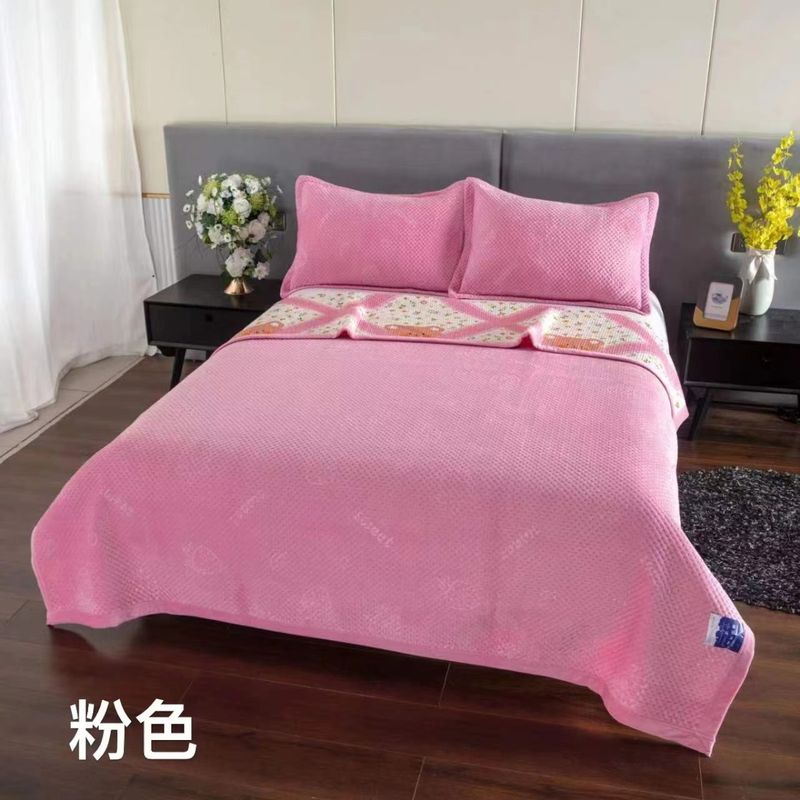 GENERICO - Cobertor Plush y Quilt Reversible 2 Plazas Rosa