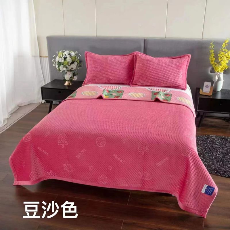 GENERICO - Cobertor Plush y Quilt Reversible 2 Plazas Rosa Oscuro