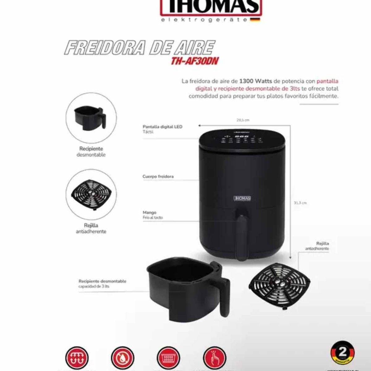 THOMAS - Freidora de Aire Digital TH-AF30DN
