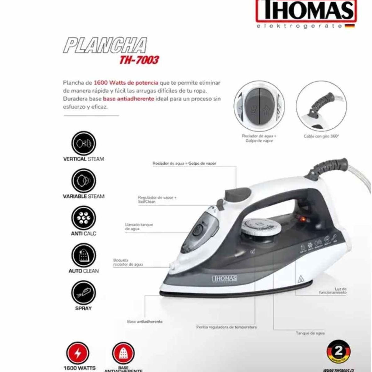 THOMAS - Plancha Vapor Vertical TH-7003_