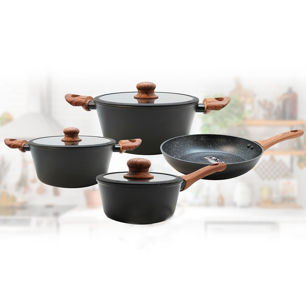 KEEP - Batería De Cocina Keep Ollas Antiadherentes Granito Fundido 7 piezas