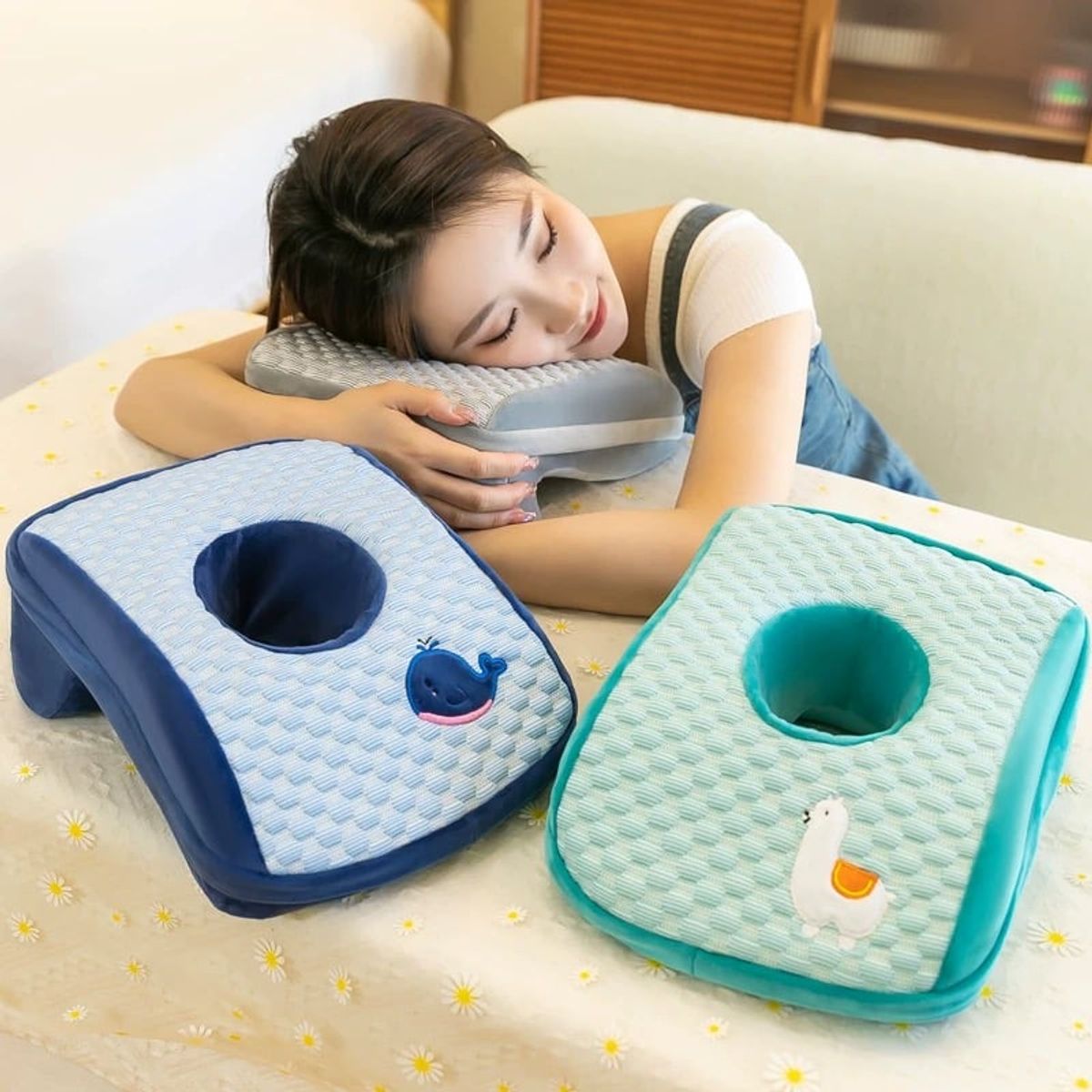 GENERICO - Almohada Ergonómica para Siestas de oficina AZUL