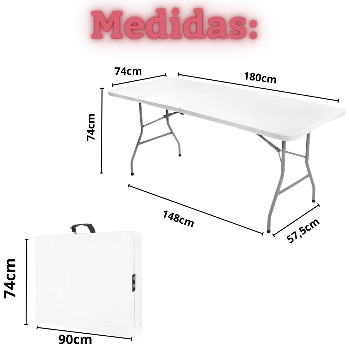 GENERICO - Mesa Plegable Tipo Maleta Blanco Camping