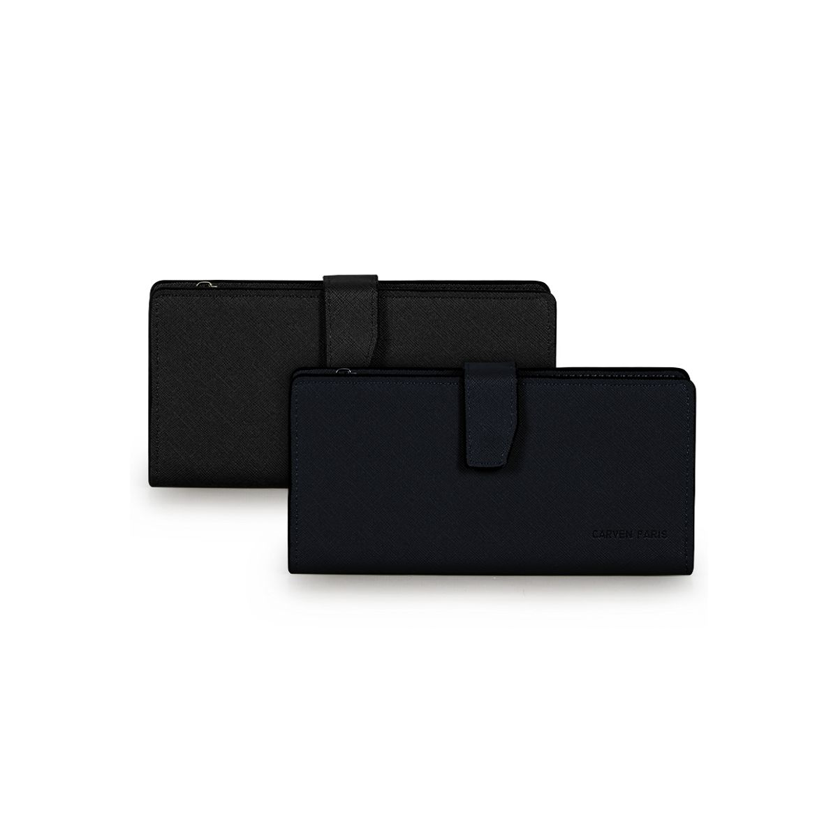 CARVEN - 2 Billeteras de mujer Vesta negra y azul Carven