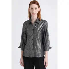 LIOLA - Blusa Bordados Perforados Folia, Negro