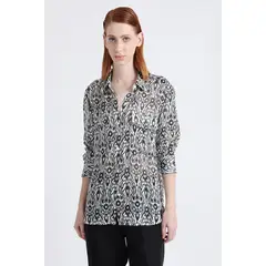 LIOLA - Blusa Fantasia Lurex Estampado, Negro