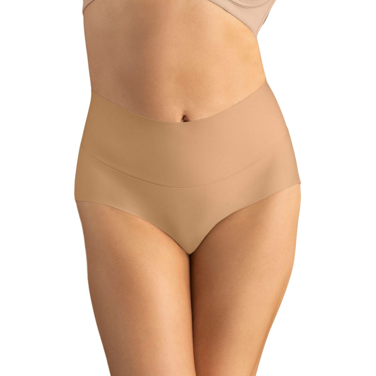 LEONISA - Calzón clásico tiro alto de control fuerte de abdomen 092045 Café Medio