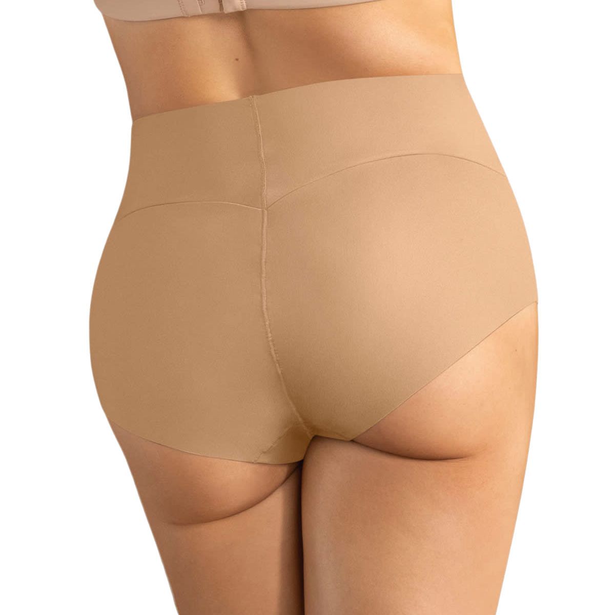 LEONISA - Calzón clásico tiro alto de control fuerte de abdomen 092045 Café Medio