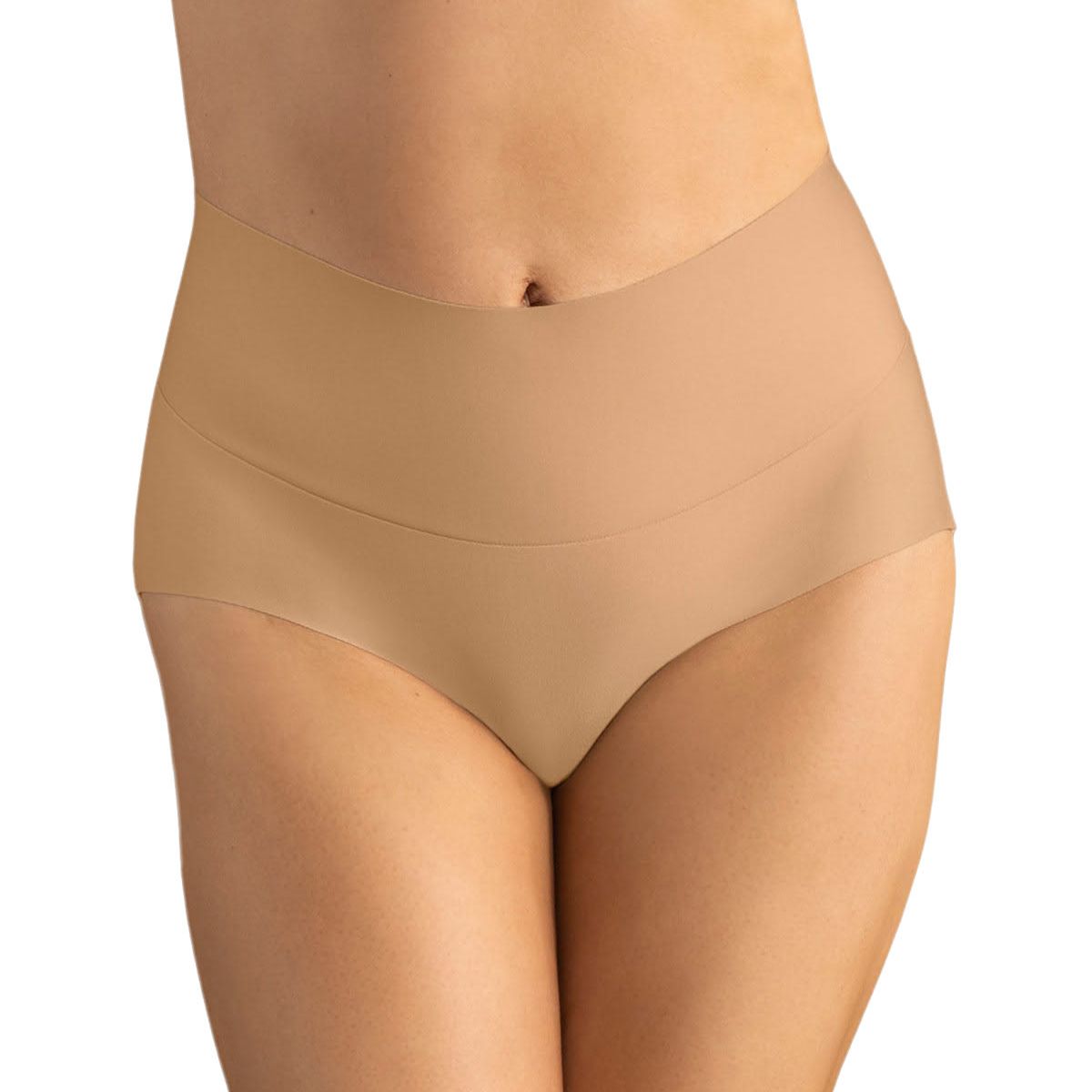 LEONISA - Calzón clásico tiro alto de control fuerte de abdomen 092045 Café Medio