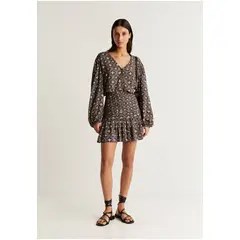 SCALPERS - Falda Mini Frunces Volantes Black