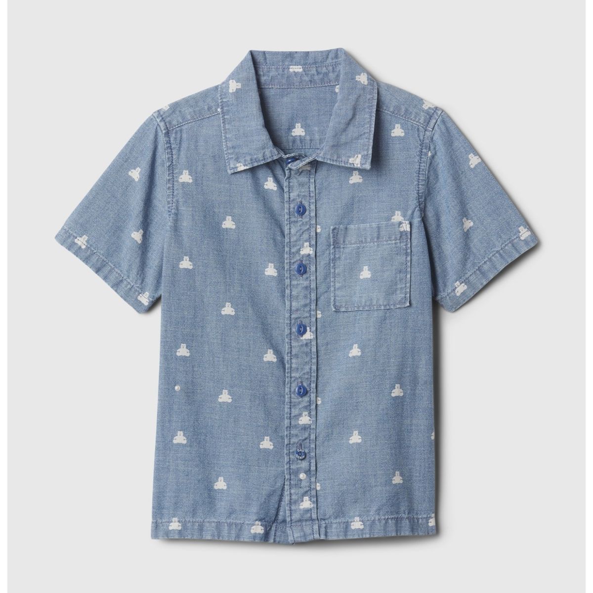 GAP - Camisa Toddler Niño Print Denim Manga Corta Azul GAP
