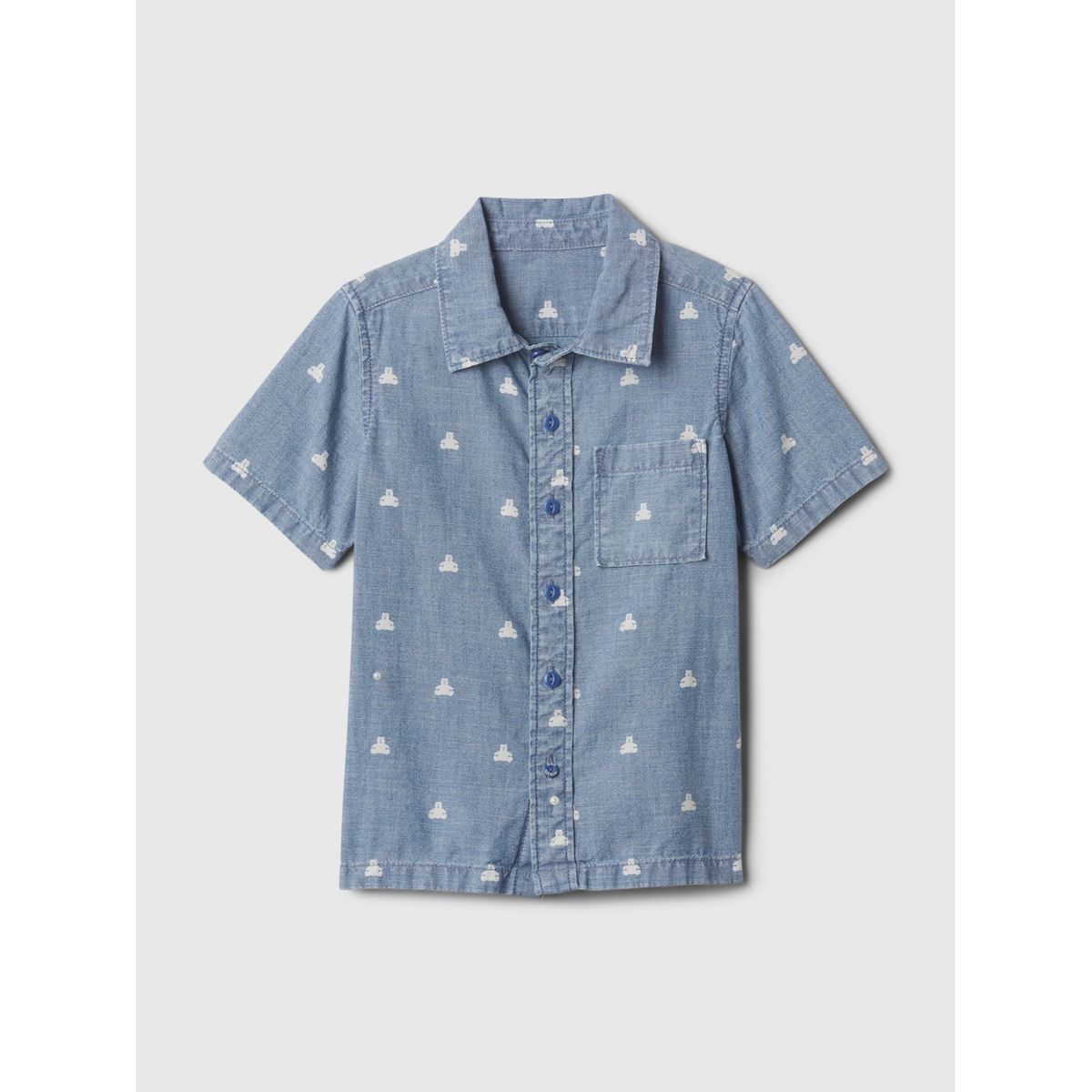 GAP - Camisa Toddler Niño Print Denim Manga Corta Azul GAP