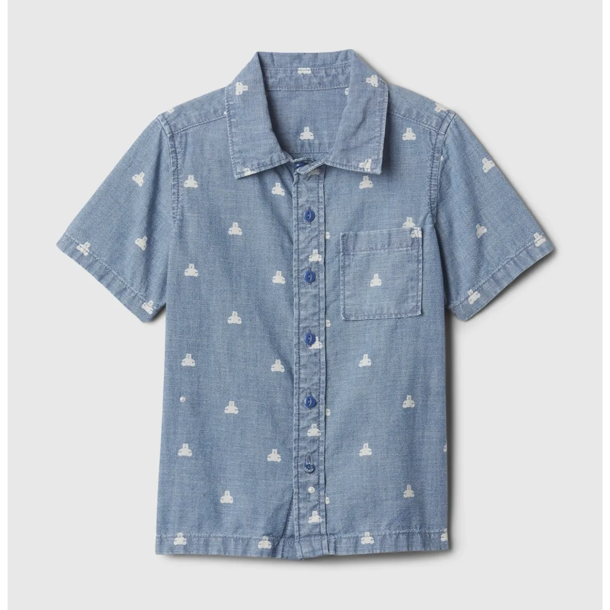 GAP - Camisa Toddler Niño Print Denim Manga Corta Azul GAP