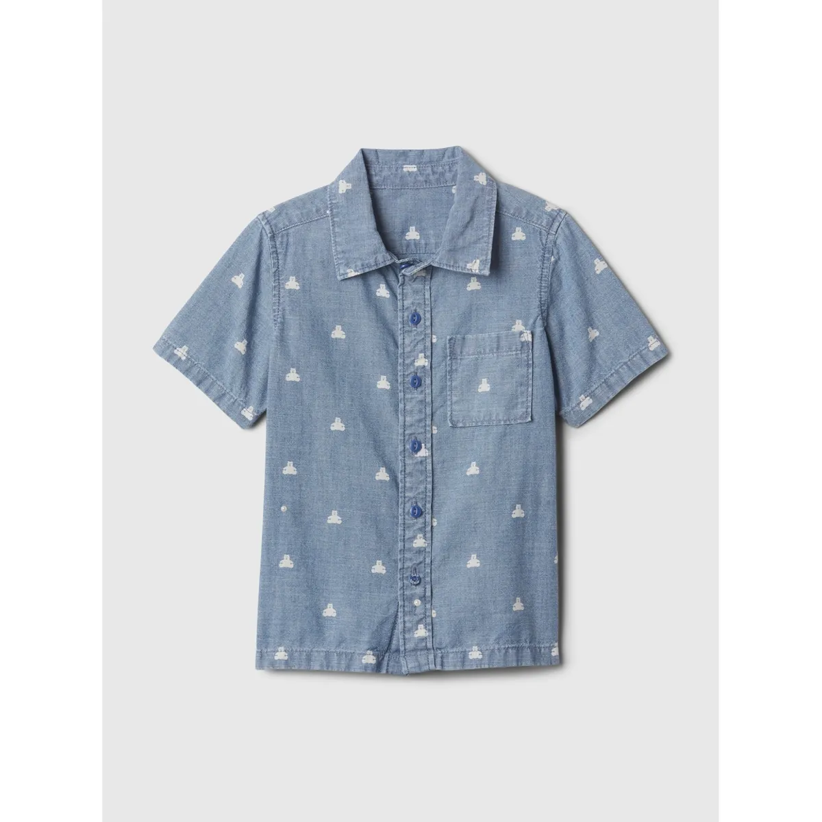 GAP - Camisa Toddler Niño Print Denim Manga Corta Azul GAP