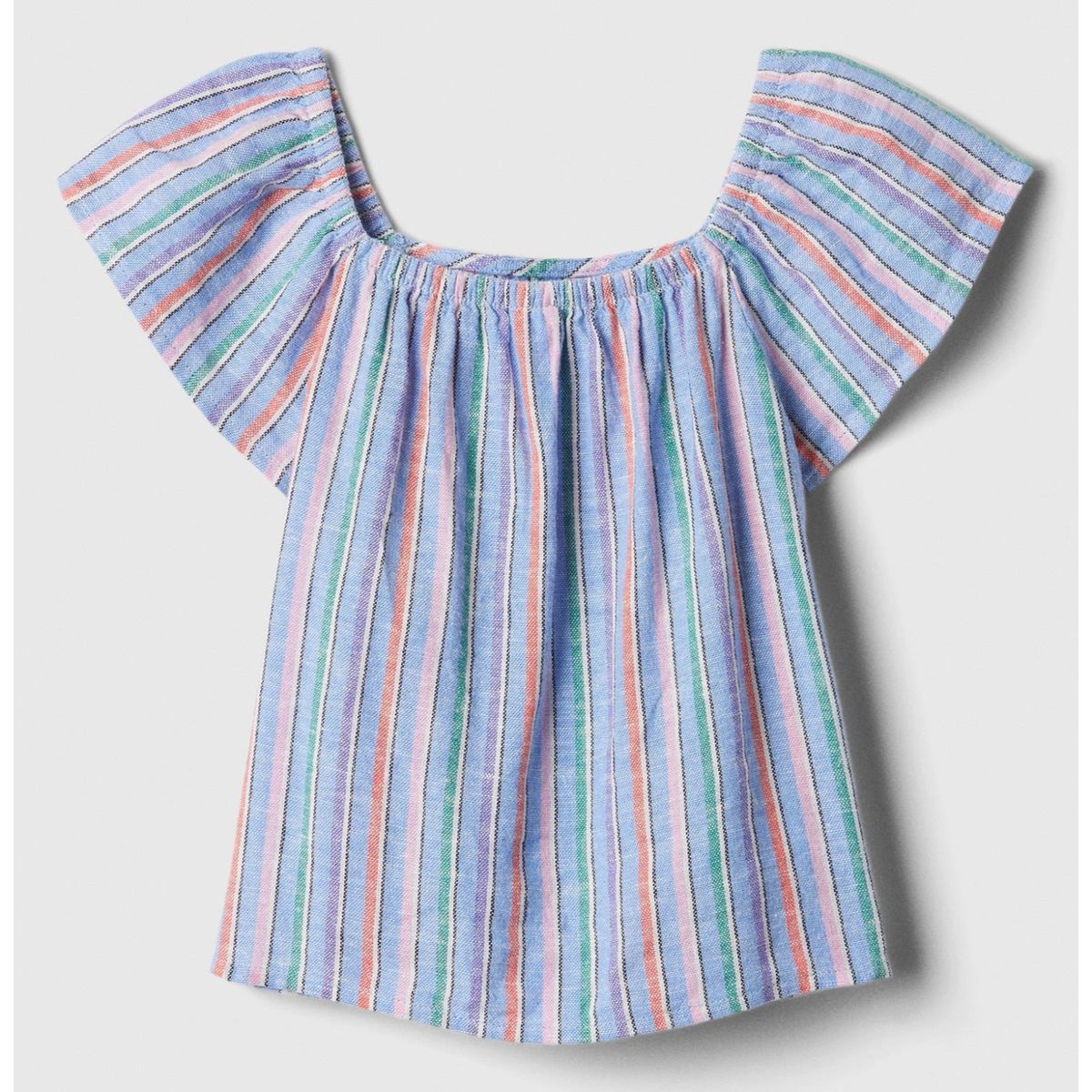 GAP - Blusa Toddler Niña Lino Manga Flutter Azul GAP