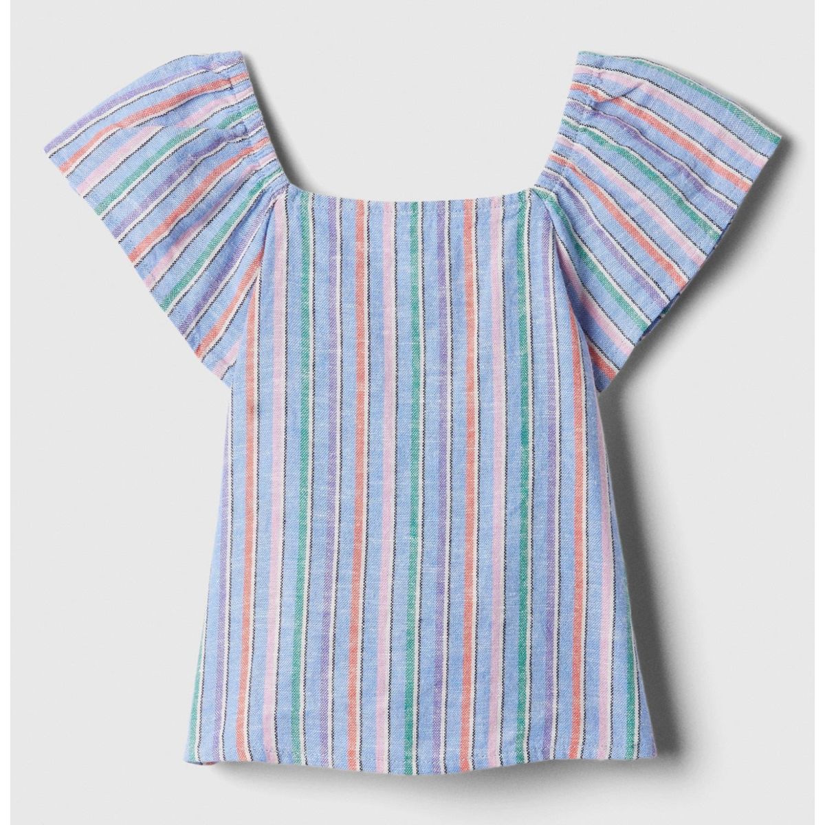 GAP - Blusa Toddler Niña Lino Manga Flutter Azul GAP