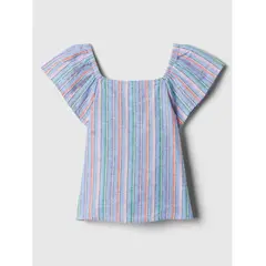 GAP - Blusa Toddler Niña Lino Manga Flutter Azul