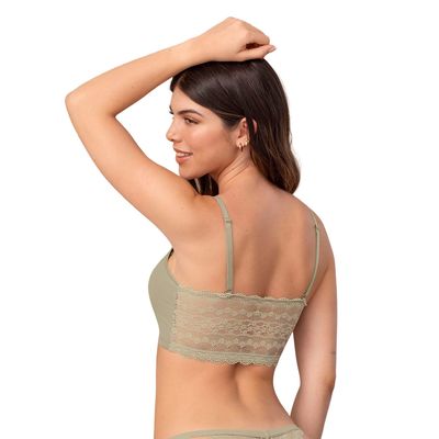 Imagen 2 del producto Bralette con detalles de encaje en escote y espalda 091093 Verde Grisaceo