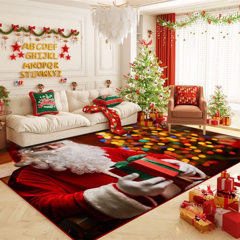 GENERICO - ALFOMBRA ANTIDESLIZANTE 180X200cm DISEÑO NAVIDEÑO PAPA NOEL TF