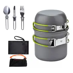 IMPORTCLICK - Set 5 Piezas Ollas Cubierto Pegables Ultraligero Camping - Plateado