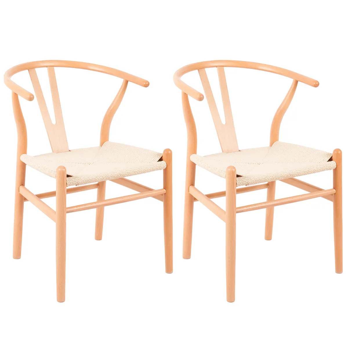 NOVAHUS - Pack 2 Sillas Comedor Novahus Wishbone Natural Beige