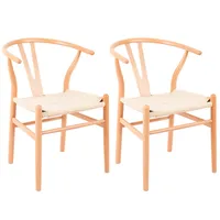 Pack 2 Sillas Comedor Wishbone Natural Beige