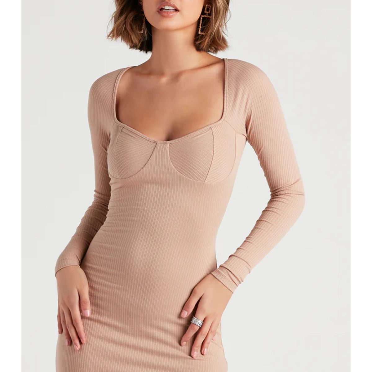 WINDSOR - In The Midi Long Sleeve Slit Dress