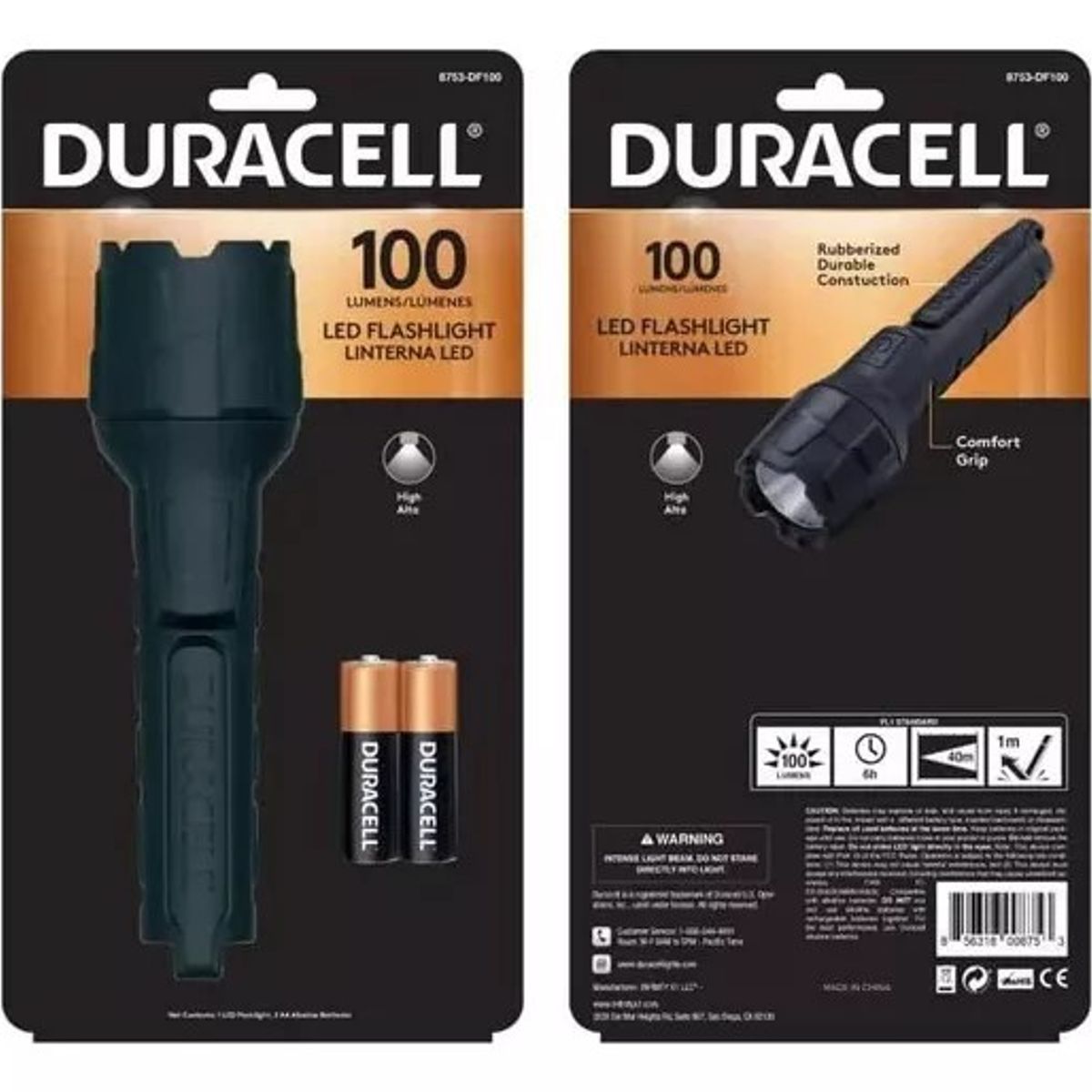 DURACELL - Linterna Engomada Rugorizada Duracell 100 Lm