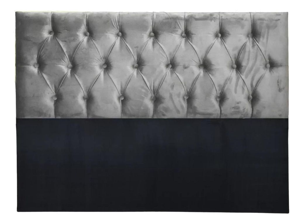 Respaldo 2 Plazas Piso Capitone Premium 150x140 CM Gris Claro Felpa