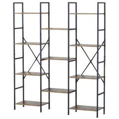 NOVAHUS - Estante Multinivel Industrial Café 150x125x27 cm