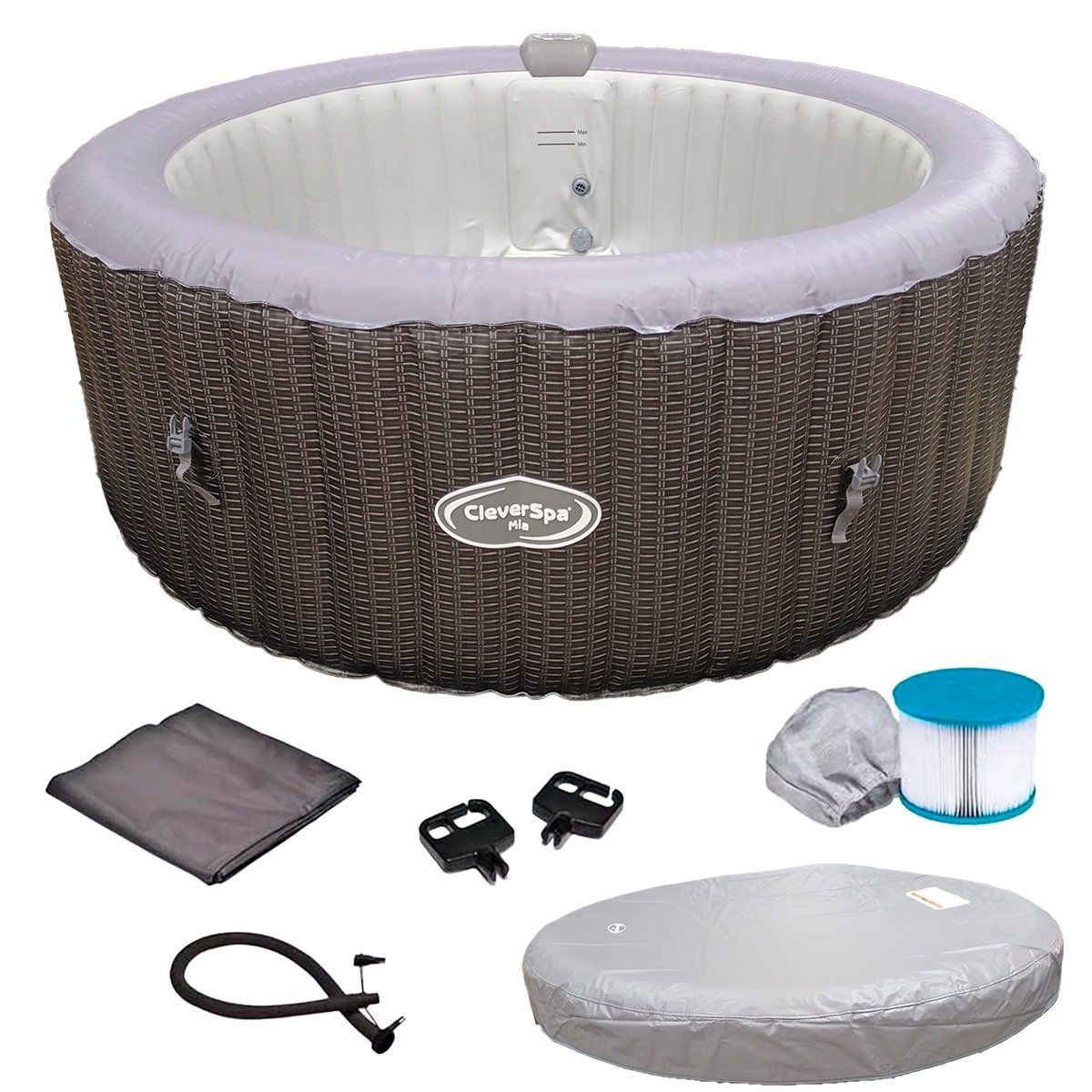 SUNSHINE - Jacuzzi Inflable Rattan 8340- Gris 4 personas