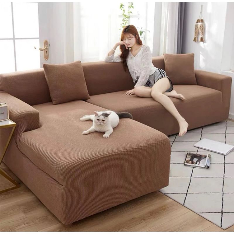 GENERICO - Cubre Sillón Forma de L Texturizado Cafe