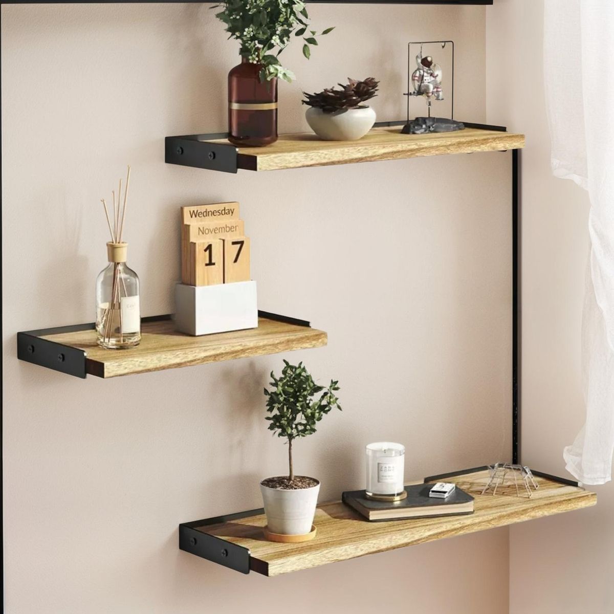 IMPORTCLICK - Kit Repisas Flotantes Multipropósito Madera Diferentes Tamaños IMPORTCLICK