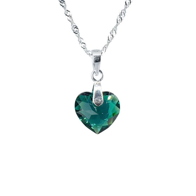 JOYAS MONTERO - Collar Amor Plata Italiana 925 y Cristal Genuino Emerald Shimmer