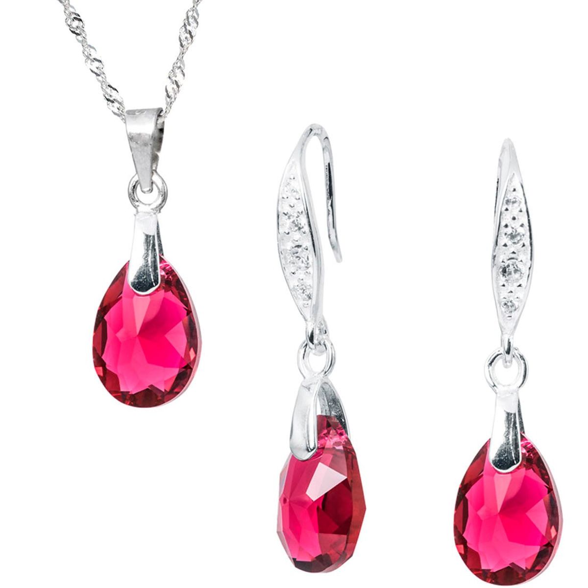 JOYAS MONTERO - Conjunto Milan Plata 925 creado con cristales de Swarovski® Scarlet