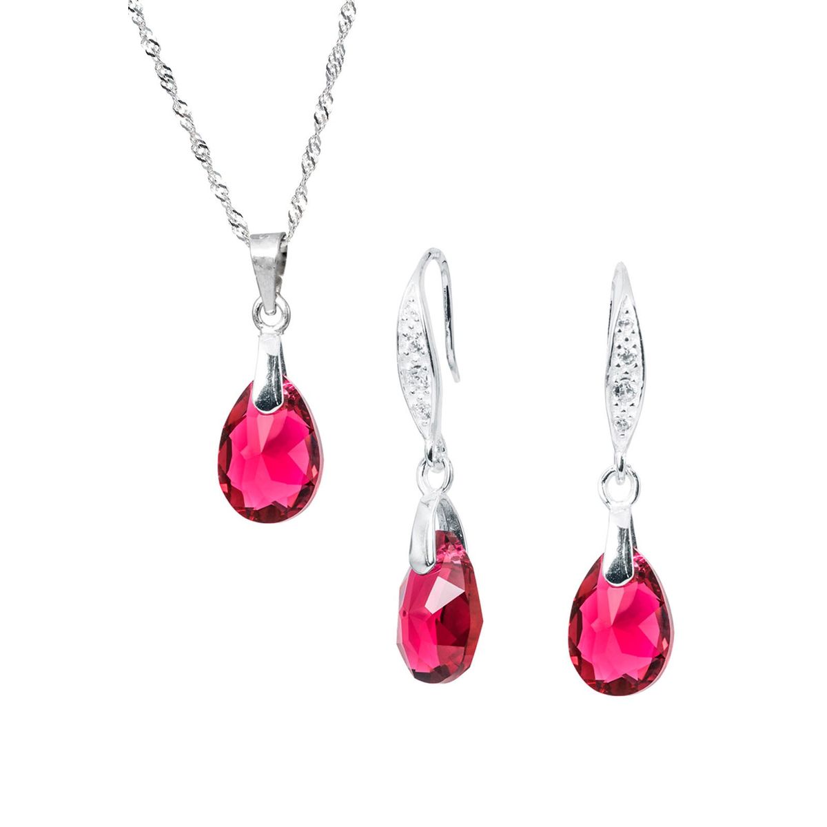 JOYAS MONTERO - Conjunto Milan Plata 925 creado con cristales de Swarovski® Scarlet