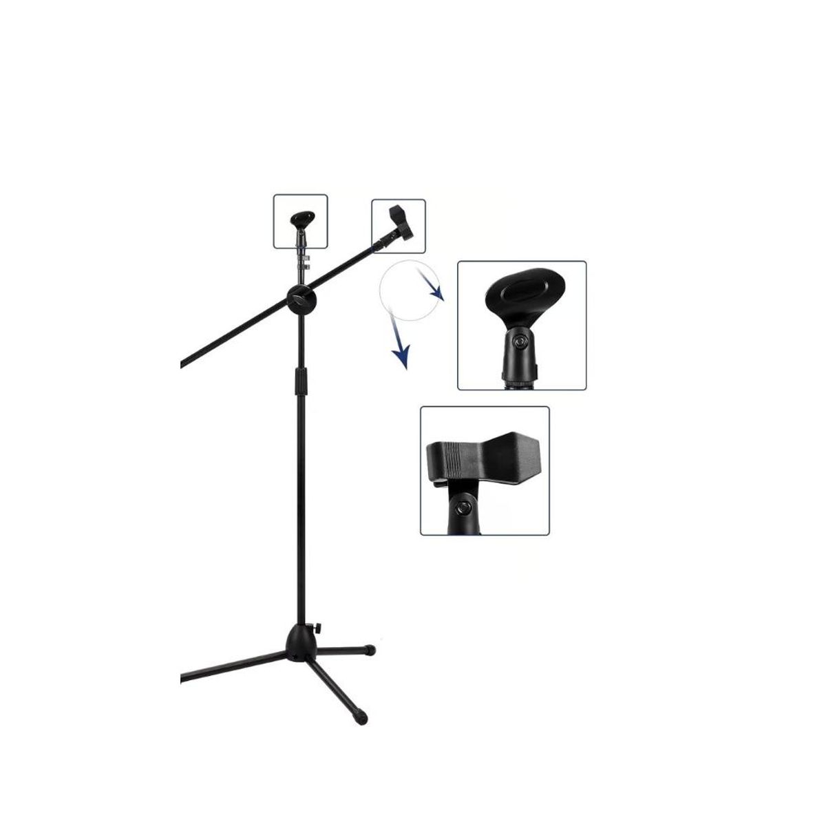 GENERICO - Atril Para Micrófono con Boom Metálico Doble Universal
