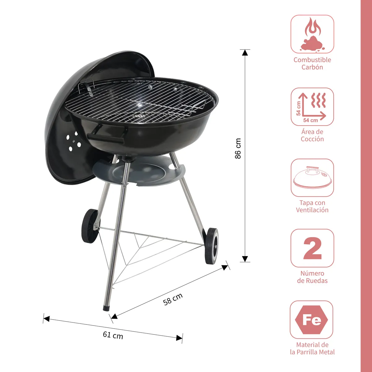 AMERICAN GRILL - Parrilla a Carbón Kentucky Black