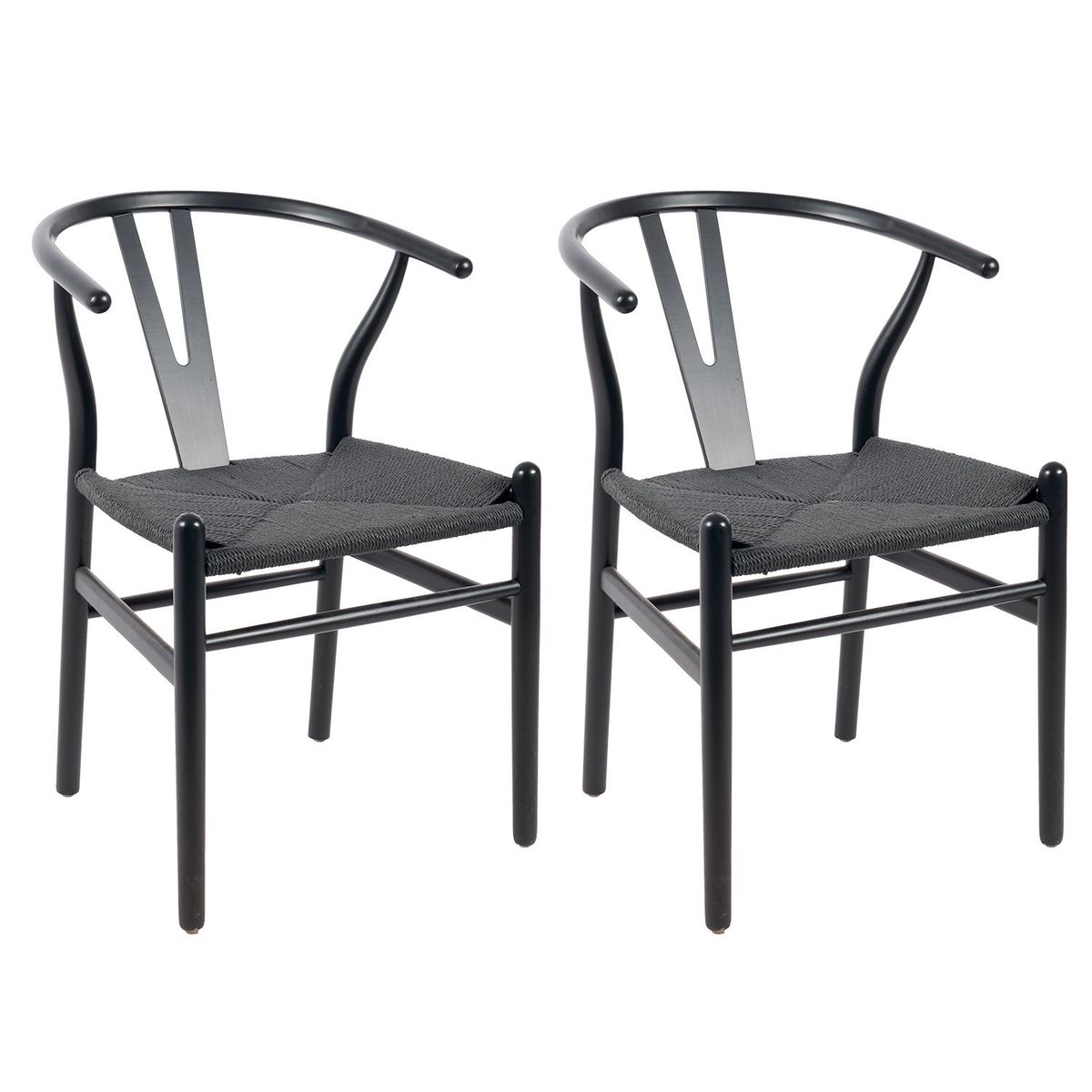 NOVAHUS - Pack 2 Sillas Comedor Novahus Wishbone Negra