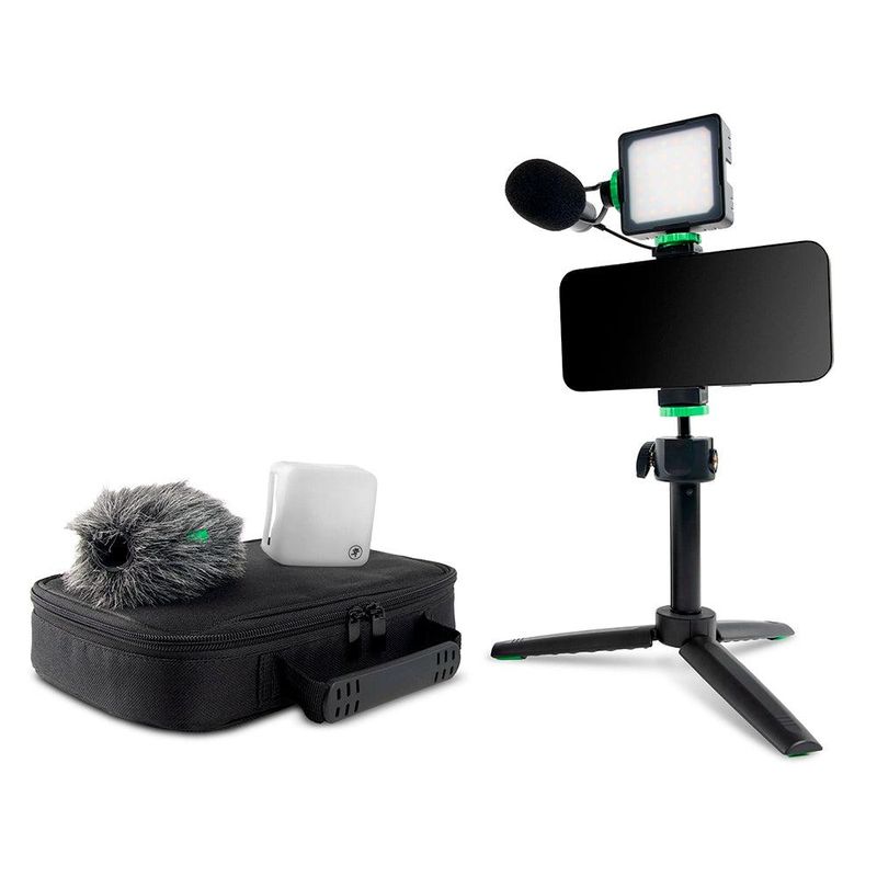 MACKIE - Kit Vlogger Mackie para Celulares O Camaras Dslr Microfono Em93R +Luz Led+Gimbal+Estuche EM-93MK
