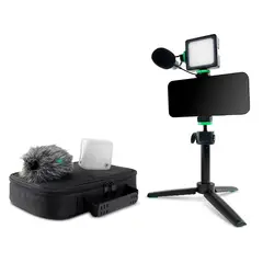 MACKIE - Kit Vlogger para Celulares O Camaras Dslr Microfono Em93R +Luz Led+Gimbal+Estuche EM-93MK