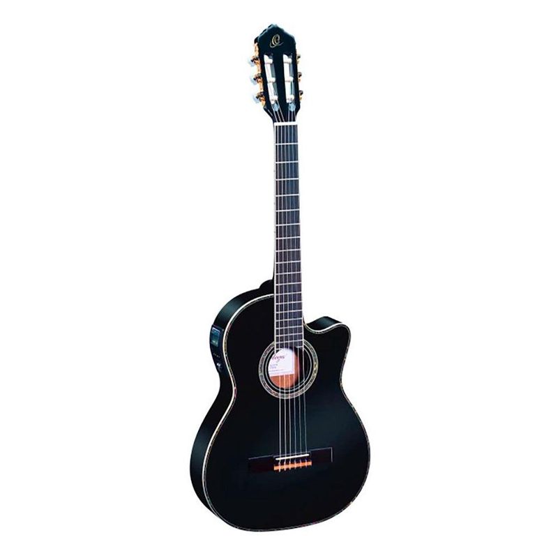 GENERICO - Guitarra Concierto Ortega EA Cuerda Nylon Family Series Pro Color Negro Thinline CFunda Deluxe RCE145BK