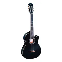 GENERICO - Guitarra Concierto Ortega EA Cuerda Nylon Family Series Pro Color Negro Thinline CFunda Deluxe RCE145BK
