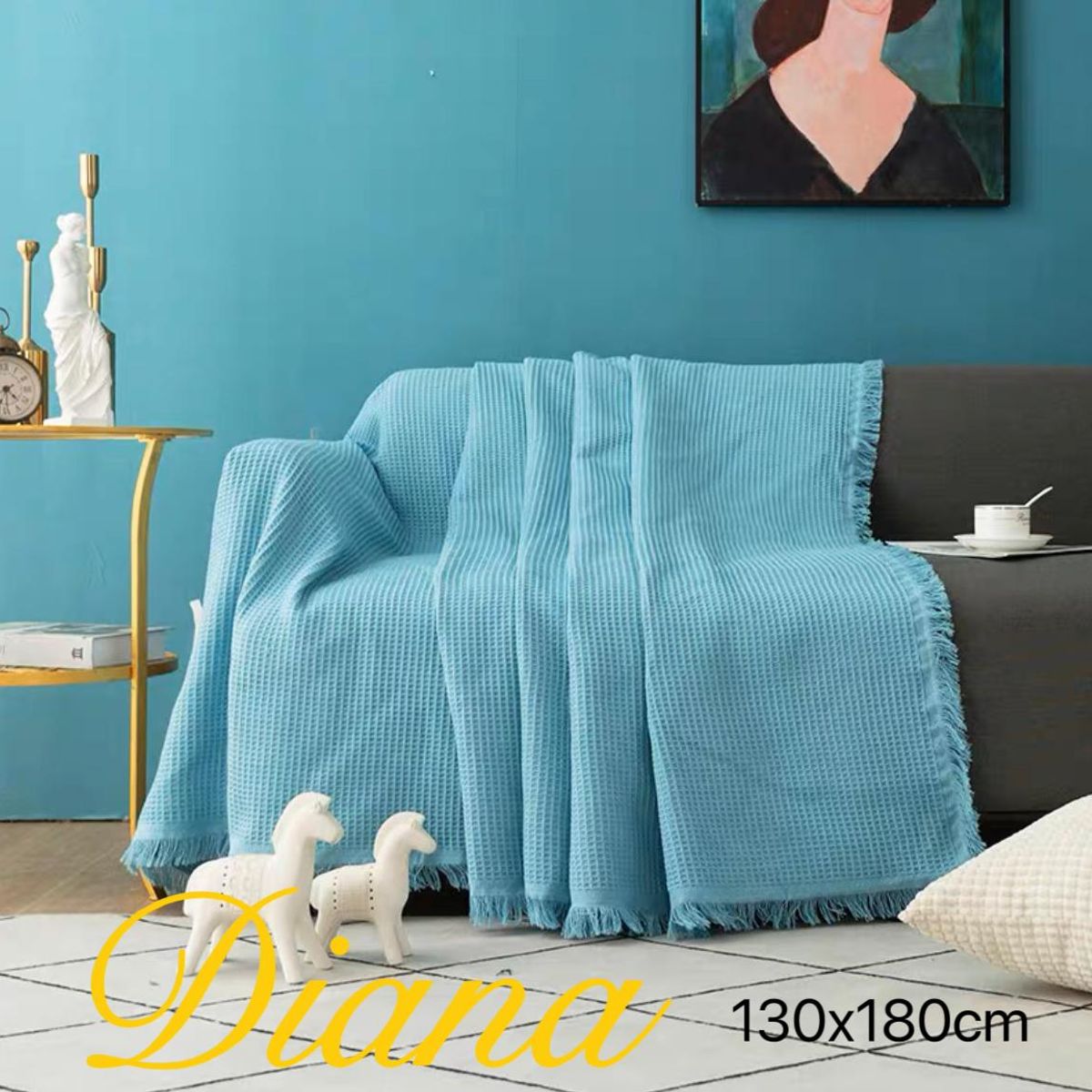 GENERICO - MANTA DECORATIVA 130X180cm AZUL