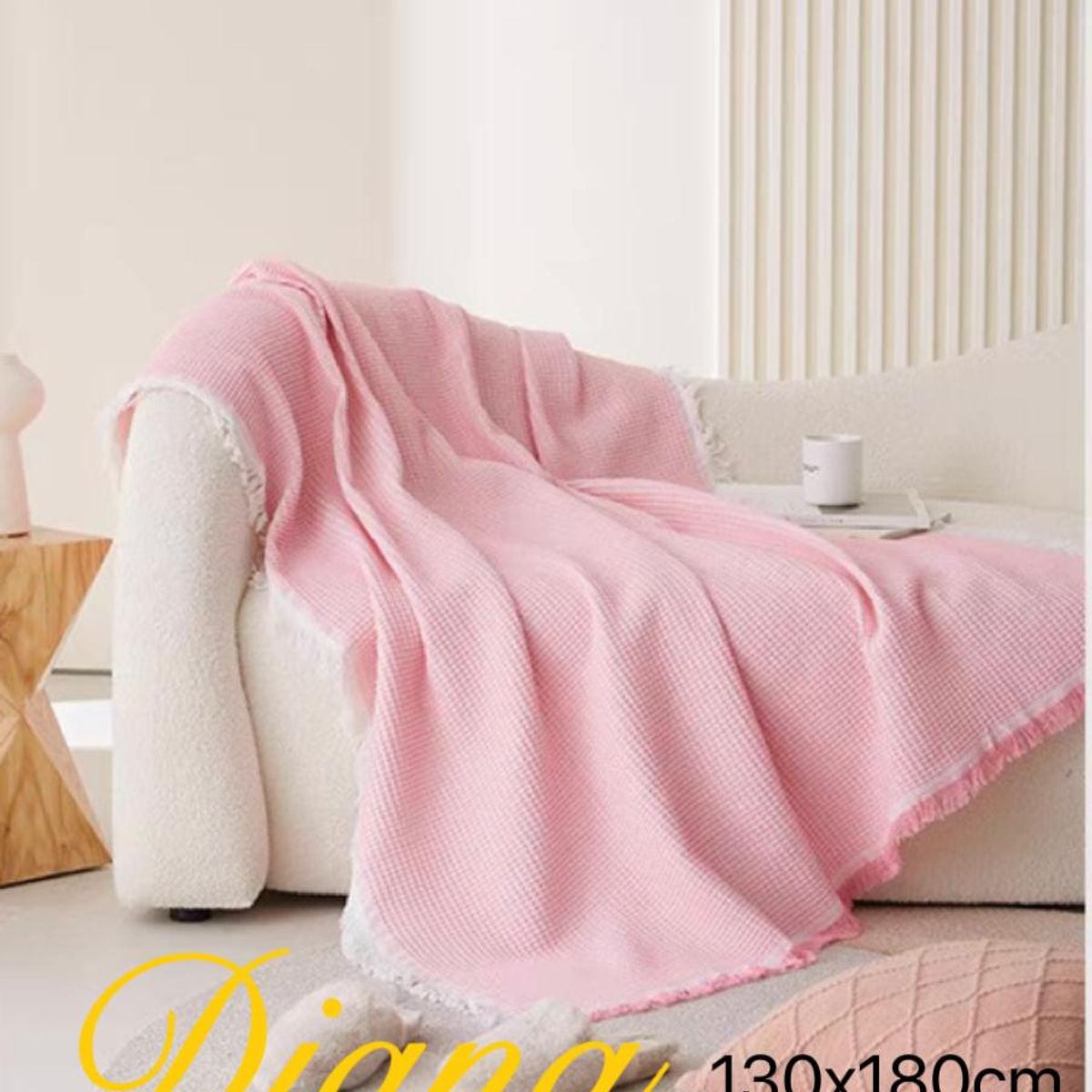 GENERICO - MANTA DECORATIVA 130X180cm ROSADO