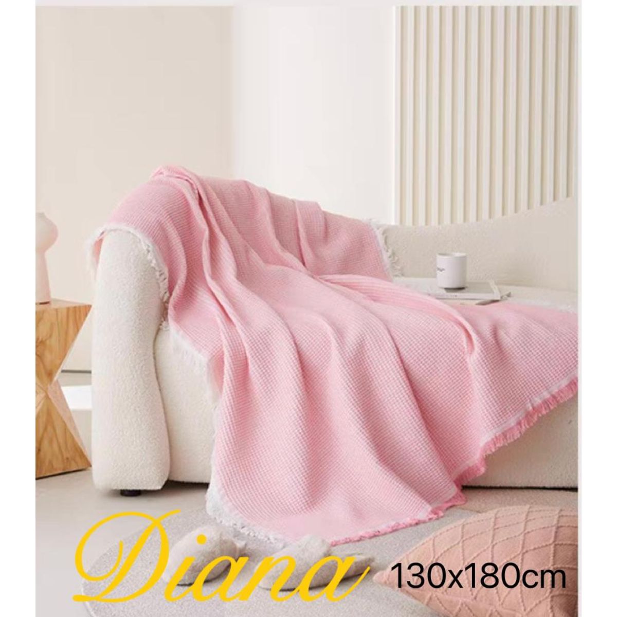 GENERICO - MANTA DECORATIVA 130X180cm ROSADO