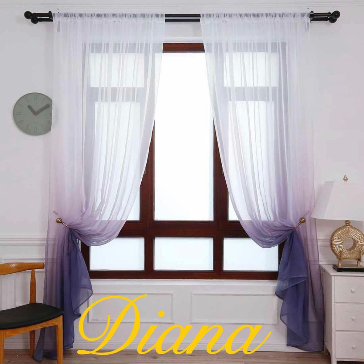 GENERICO - 2 Paneles De Cortina visillo Transparente Degrade Morado